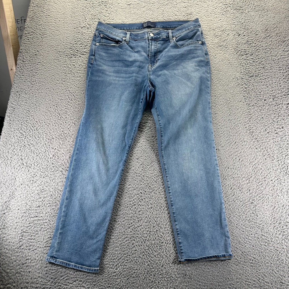 Gap Jeans Womens 12 Blue Cotton Denim Straight Girlfriend Workwear Faded Stretch